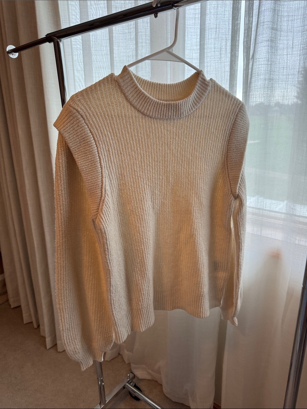 Who What Wear Cream Ribbed Turtleneck Sweater